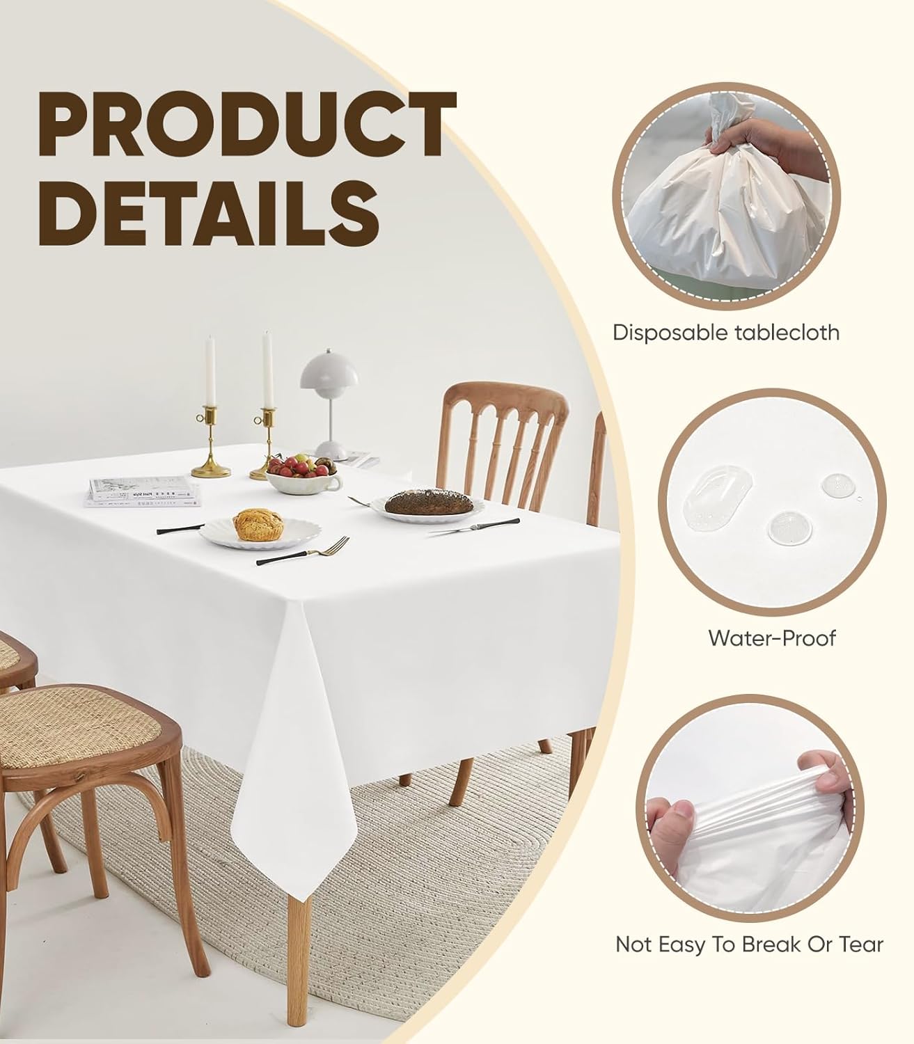 White Disposable Table Cloth 2-Pack 54x108 Inch