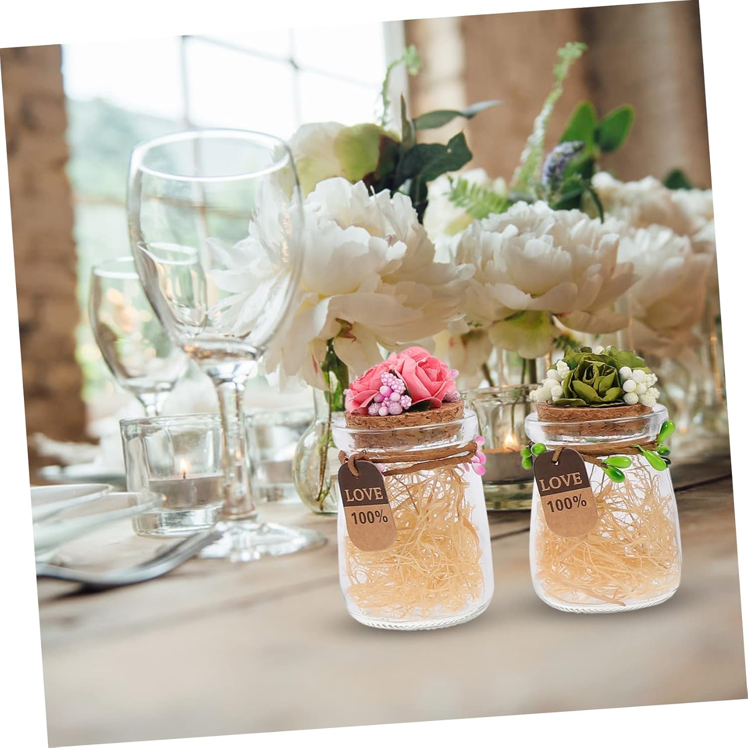 MAGICLULU 4pcs Creative Wedding Candy Glass Jars for Parties