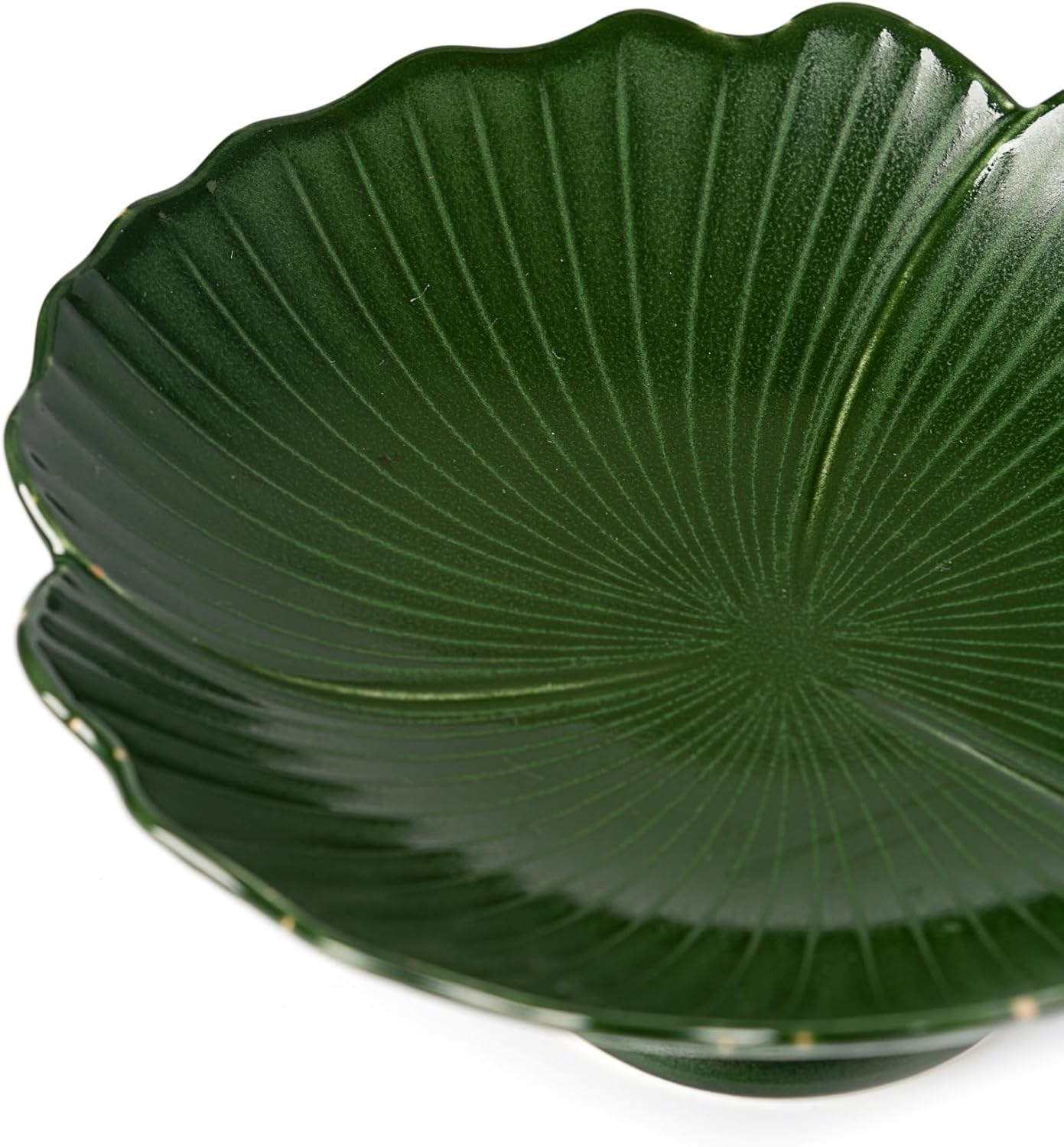 Green Ceramic Fruit Bowl with Lucky Clover Design 85 Inch