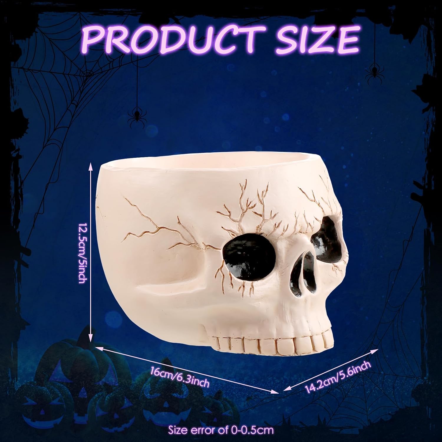 Sliner 2 Pcs Halloween Skull Bowl and Cup - Decor Figurine