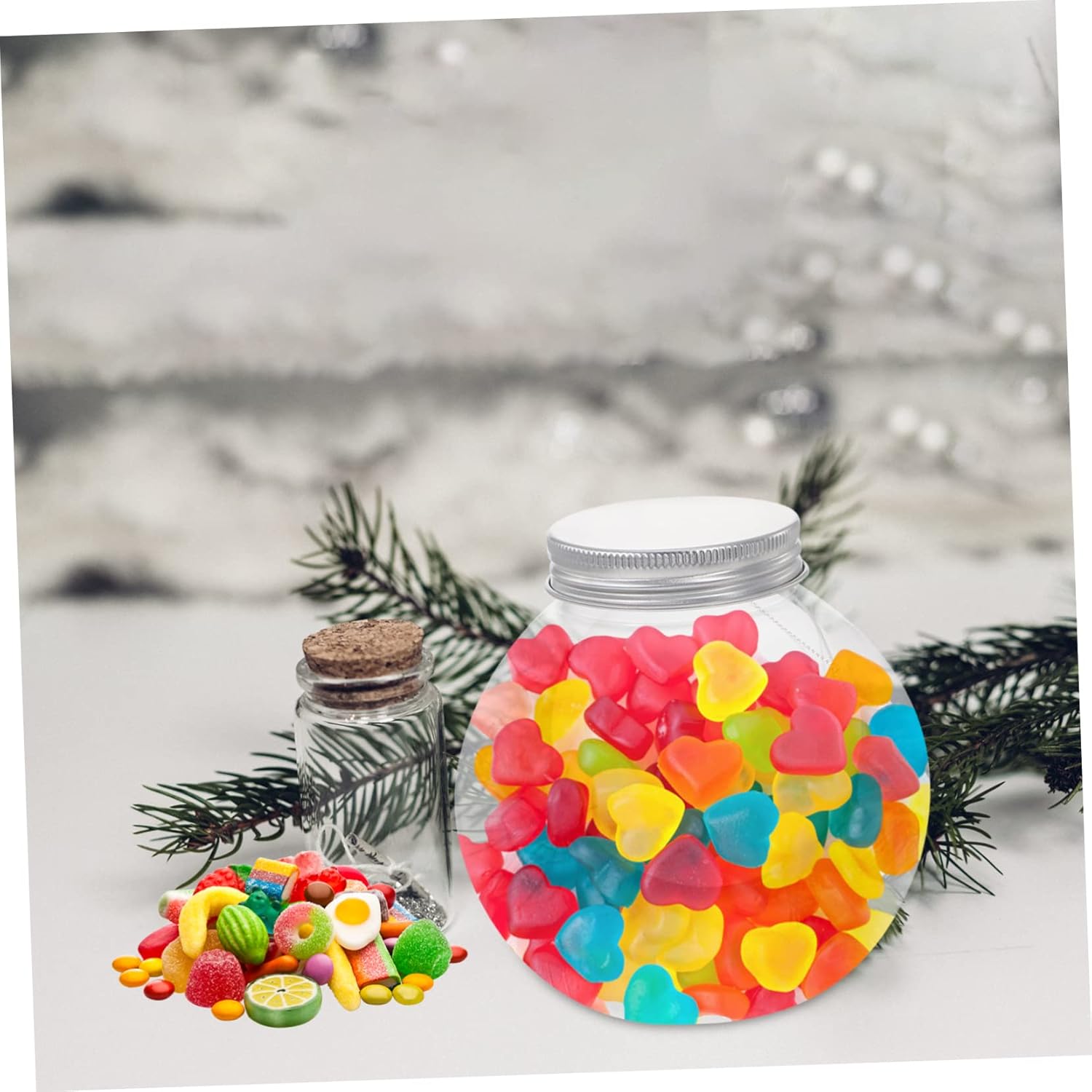 NUOBESTY 5pcs Christmas Candy Jars with Ball Shape Design