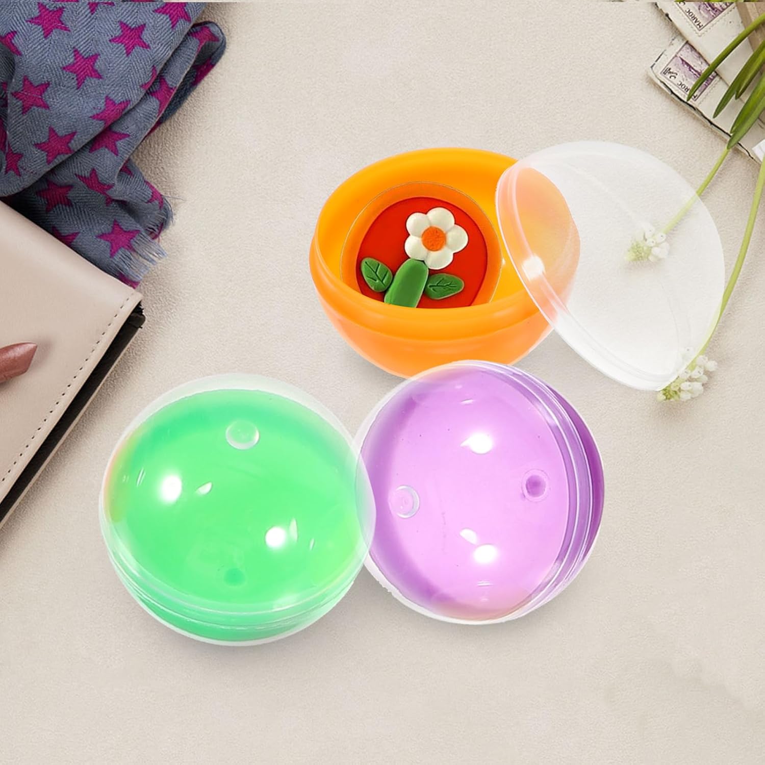 50pcs Empty Gumball Machine Capsules Plastic Ball Candy Container Mini Party Favor Egg for DIY Craft