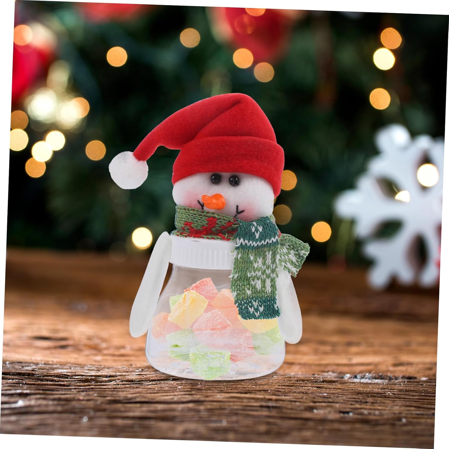 5Pcs Snowman Candy Jars with Lids for Christmas Decor