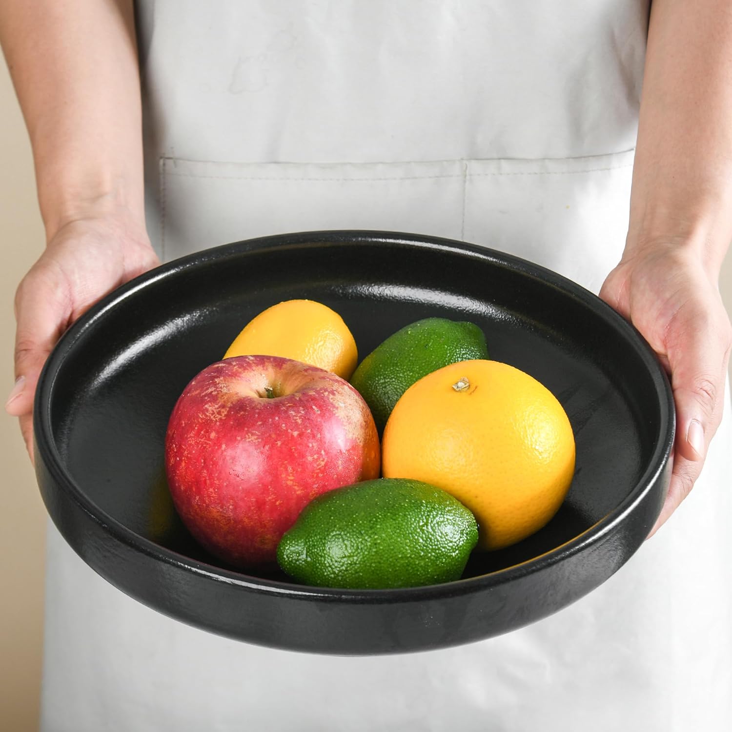 SLIVOUS Ceramic Fruit Bowl 102 Inch Black