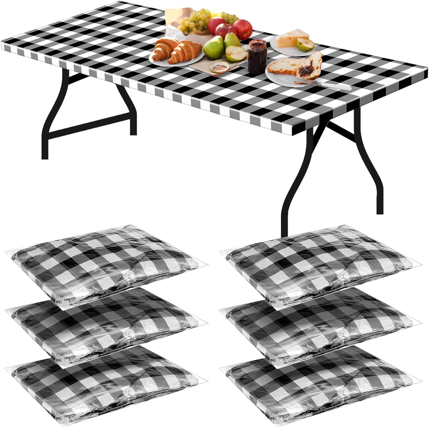 Boao 6 Pcs Elastic Table Cover for 6 ft Tables
