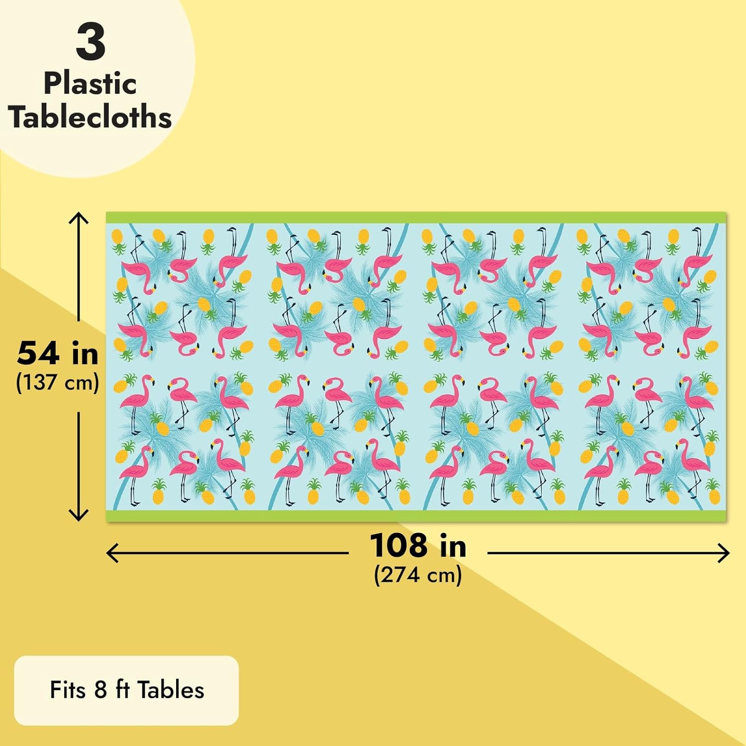Juvale 3-Pack Flamingo Tablecloths for Pool Party Decorations