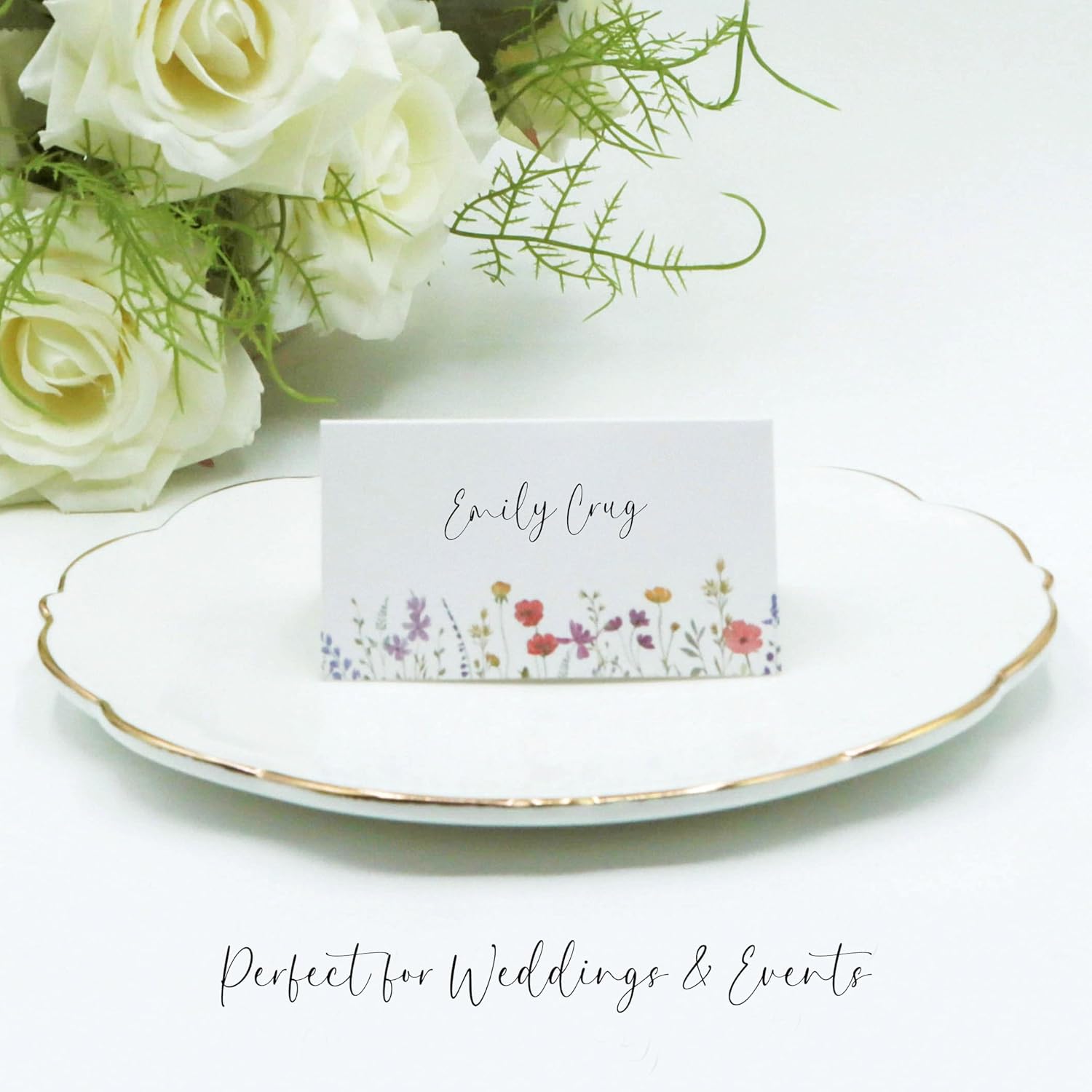Wildflower Place Cards for Wedding Seating Set of 50
