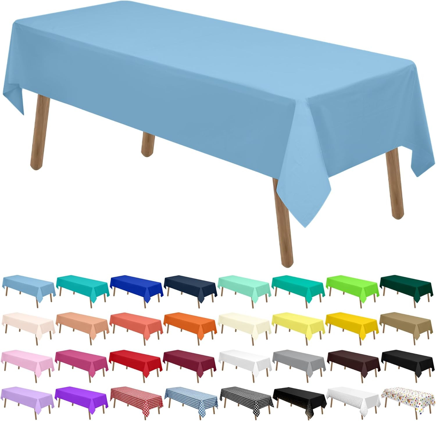Light Blue Plastic Tablecloths 2 Pack for Parties and Events