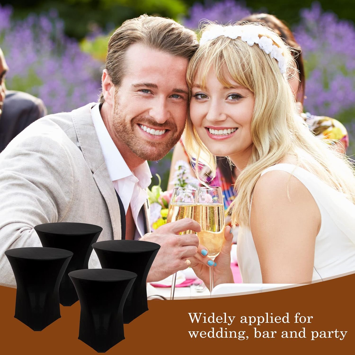 Linyuthia 14 Pack Spandex Round Tablecloths Black