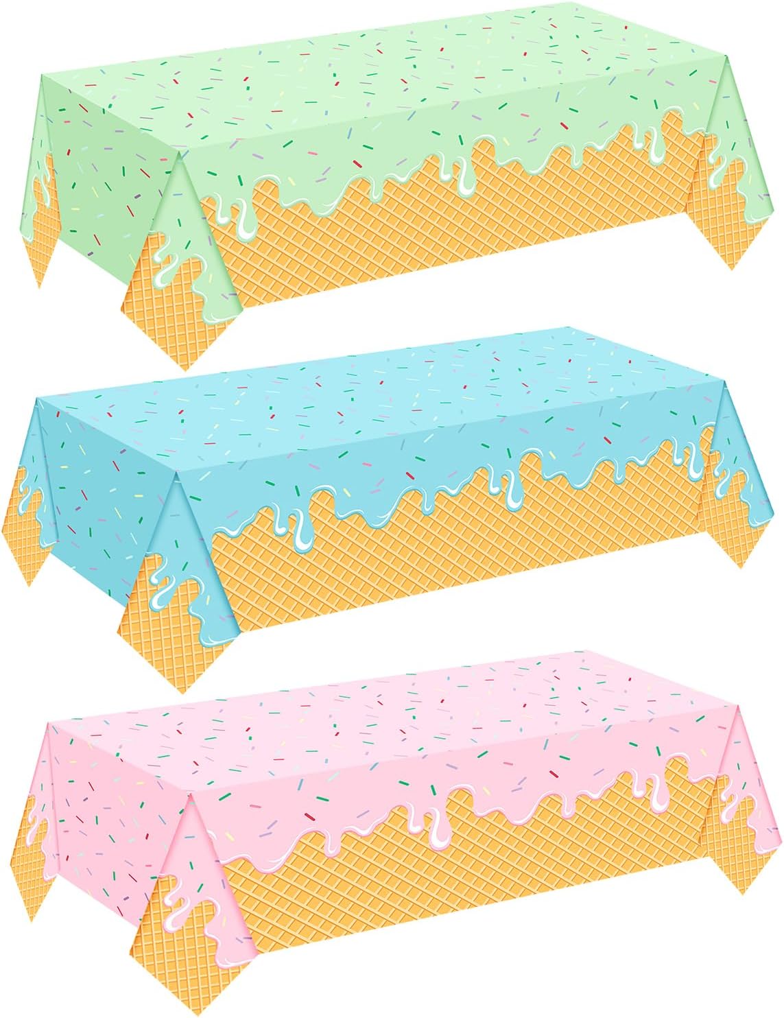 UROINEPA Ice Cream Party Decorations 3Pcs Tablecloths