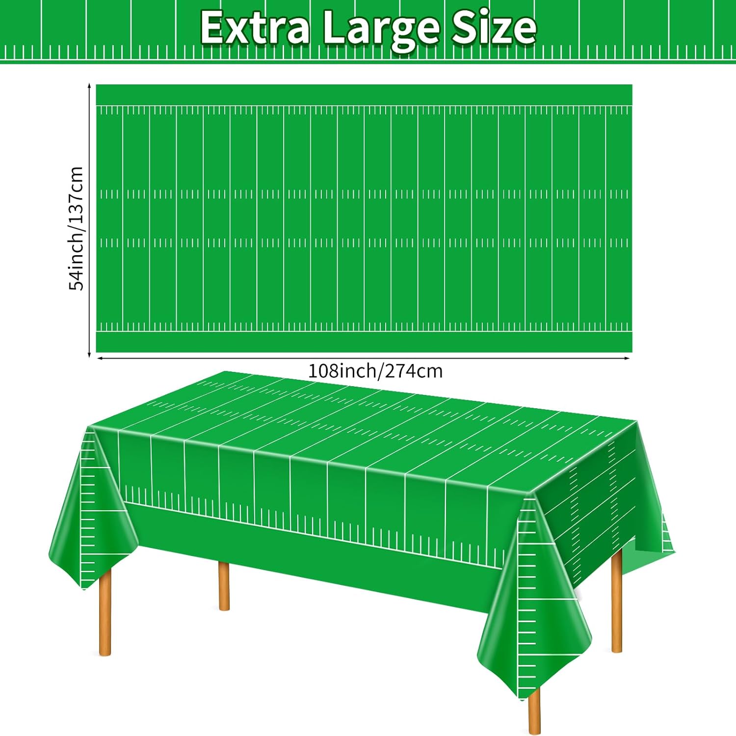 3Pcs Football Field Tablecloth 54x108 Inch for Party Decorations
