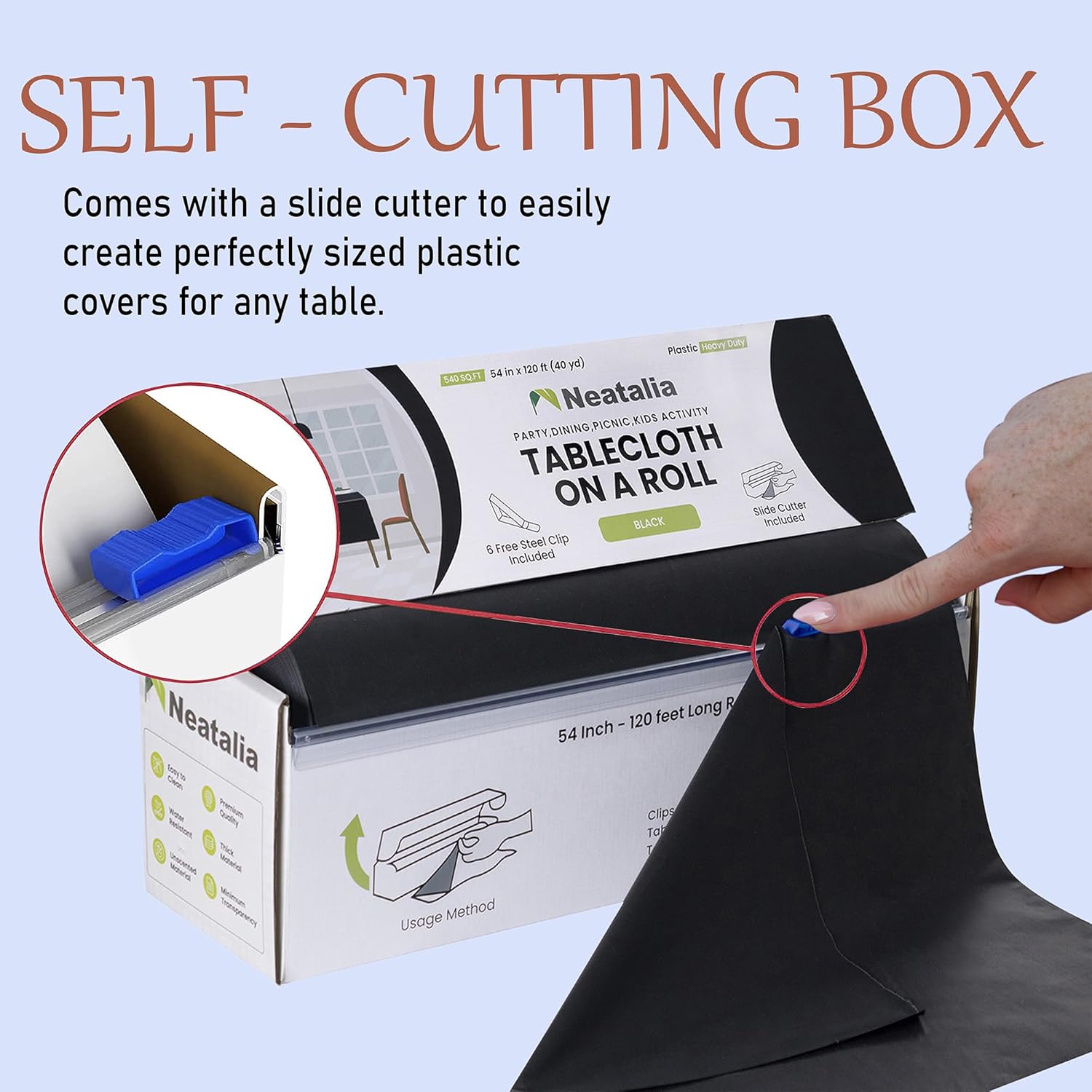 Black Plastic Tablecloth Roll 54in x 120ft for Outdoor Events