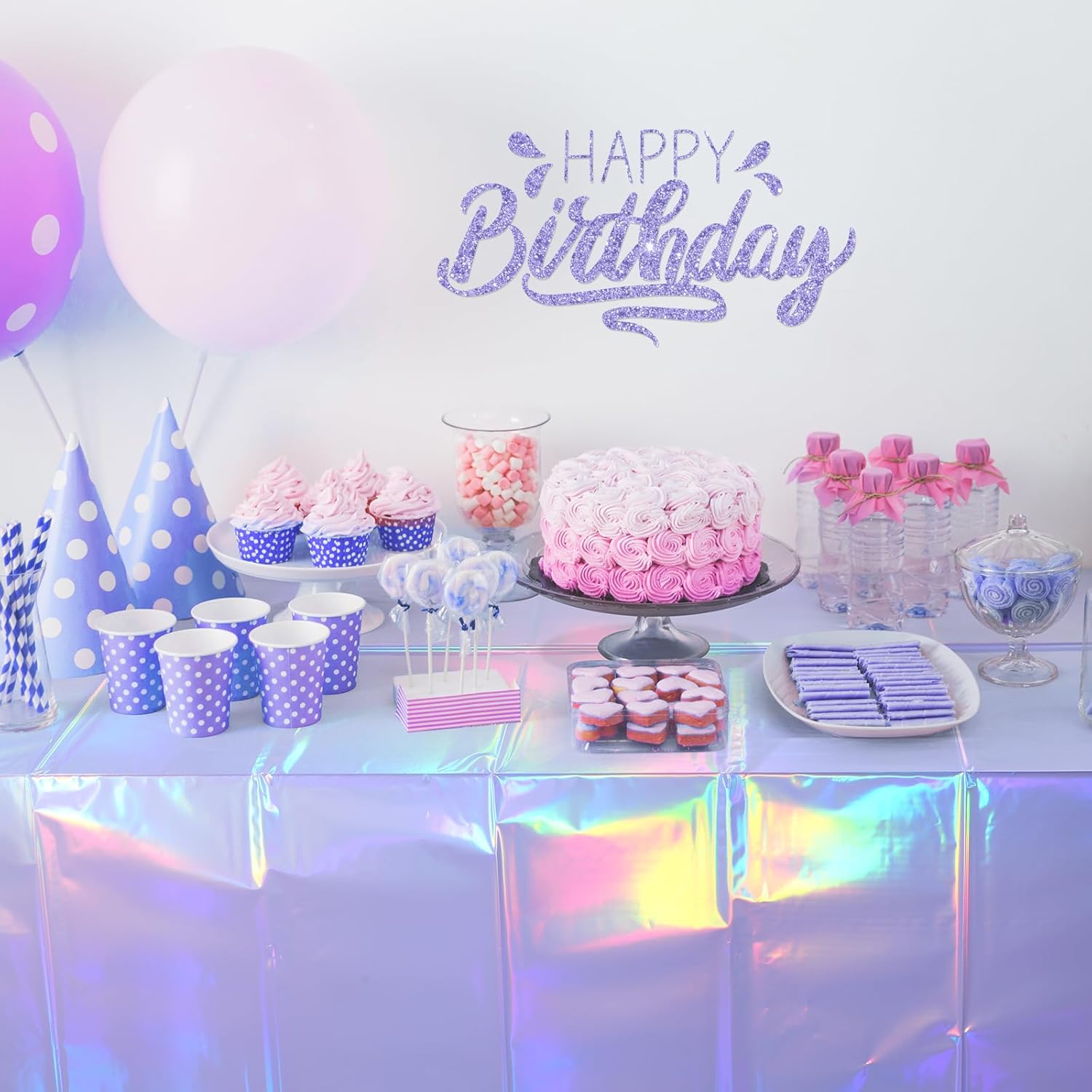 3 Pack Iridescent Light Purple Tablecloths for Parties