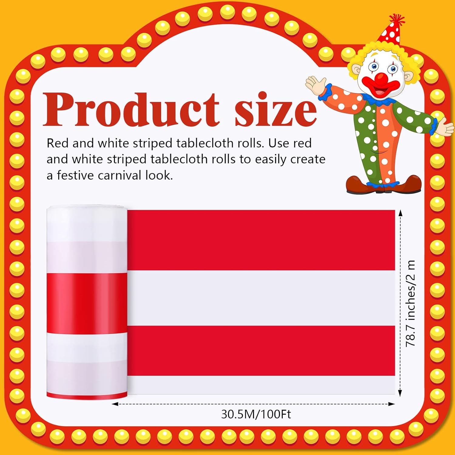 Ctosree Red and White Striped Tablecloth Roll