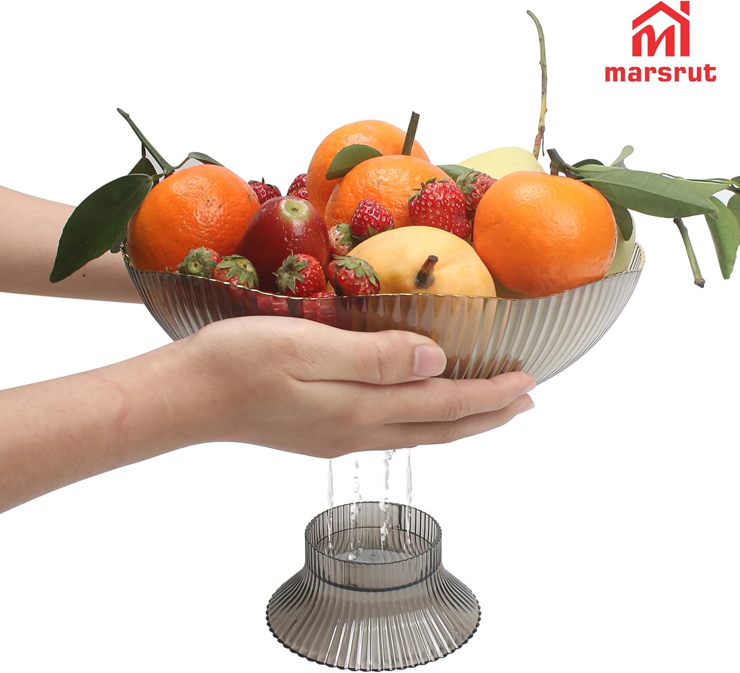 Marsrut Grey Plastic Vintage Fruit Bowl Storage Basket
