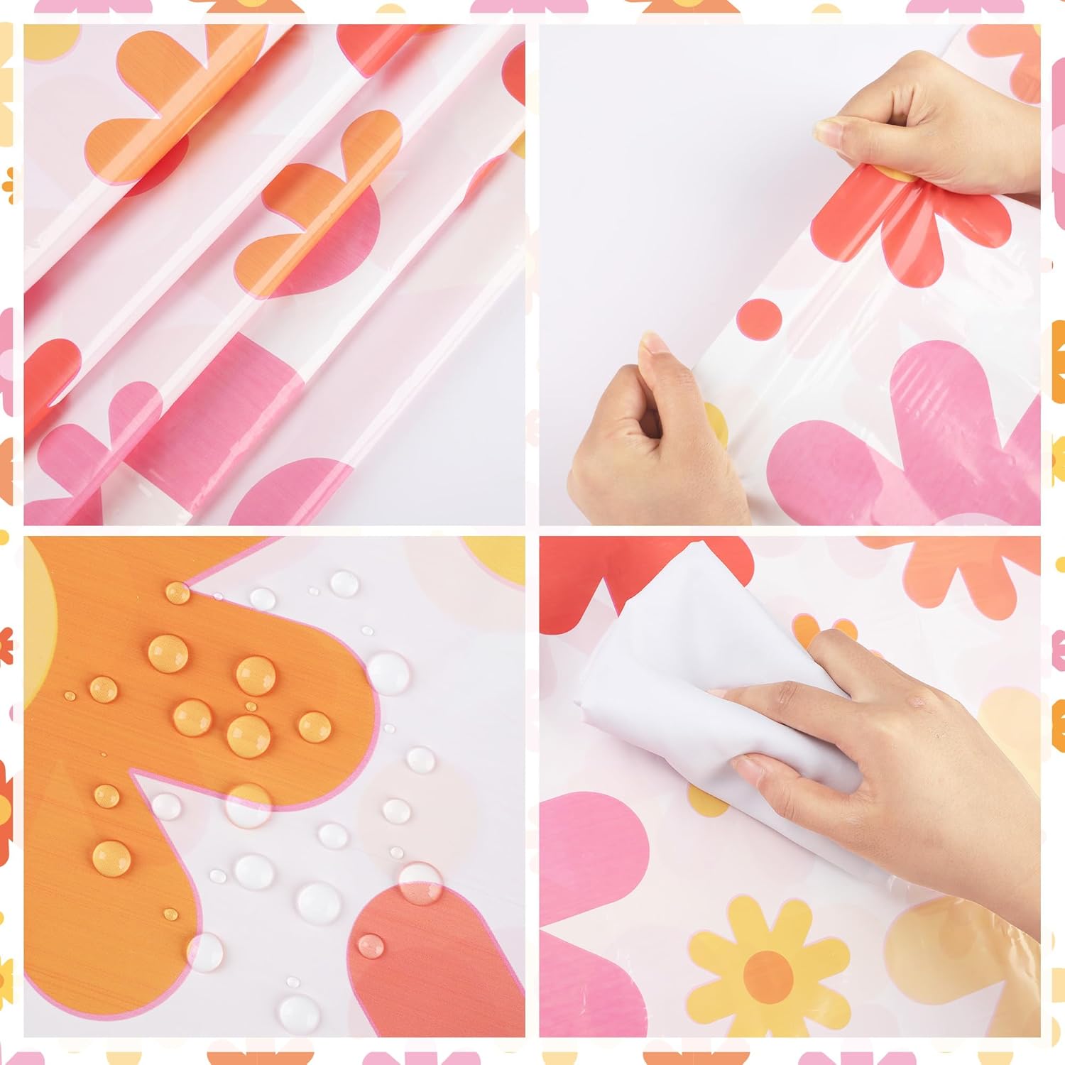 Augisteen Groovy Daisy Pattern Tablecloths 54x108 Inch 4 PCS