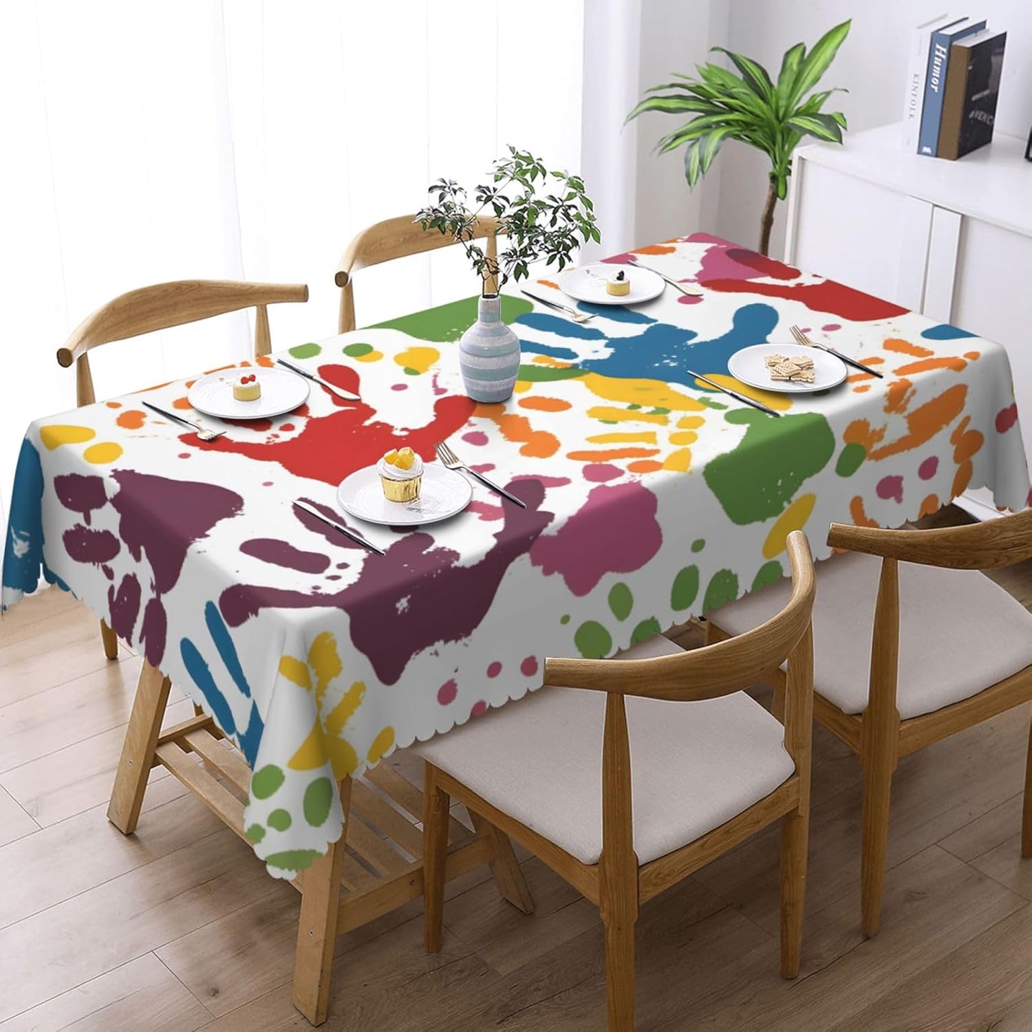 Kids Hand Print Anti-Grease Square Tablecloths