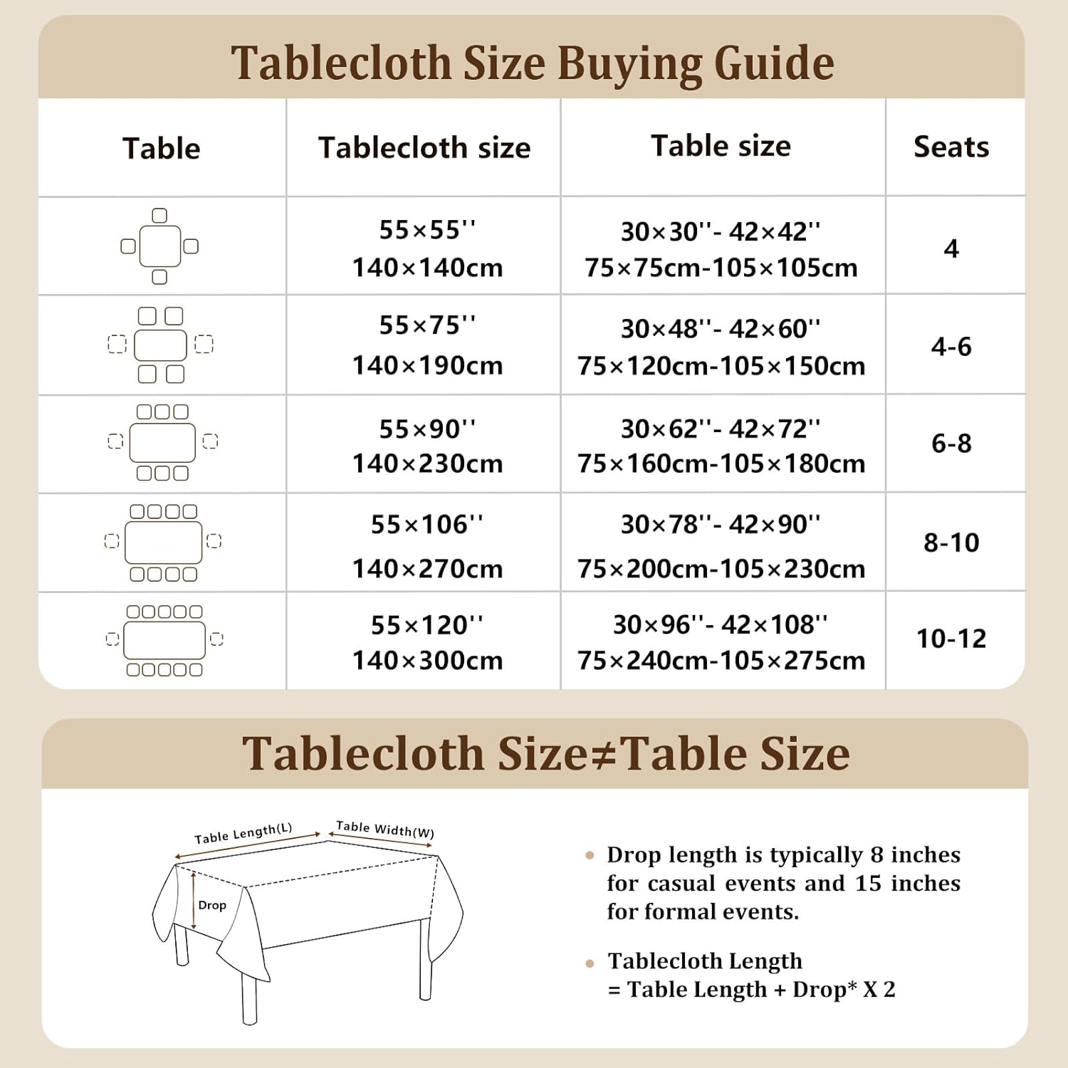 Laolitou Textured Tablecloth 55x75 Light Grey