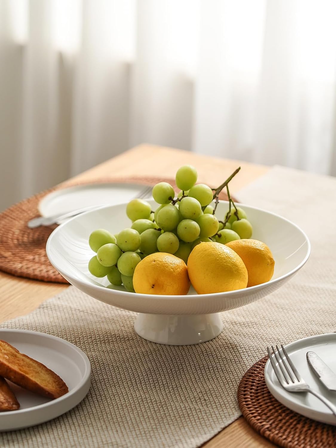 Kanwone Large Ceramic Fruit Bowl - 115 Inches White