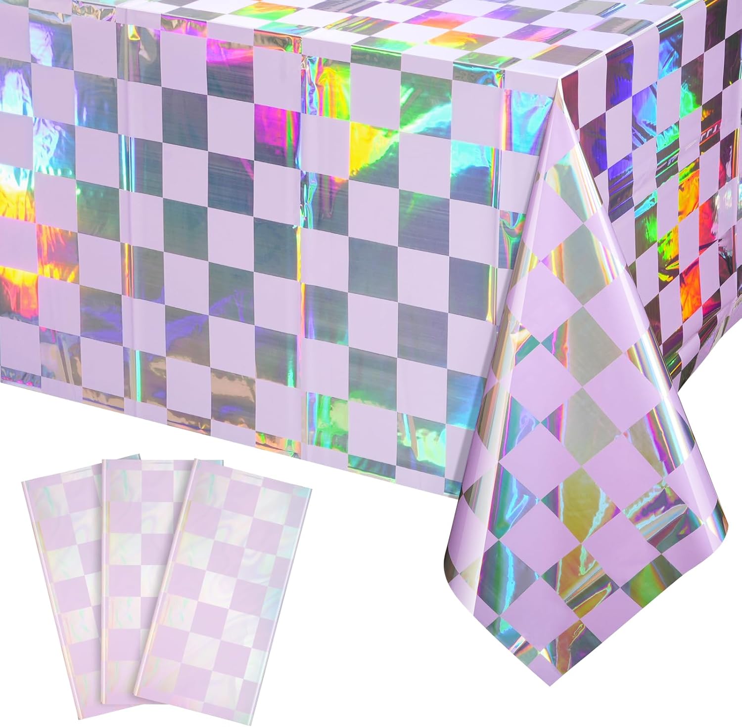 FunnyPars 3 Pack Iridescent Purple Tablecloths