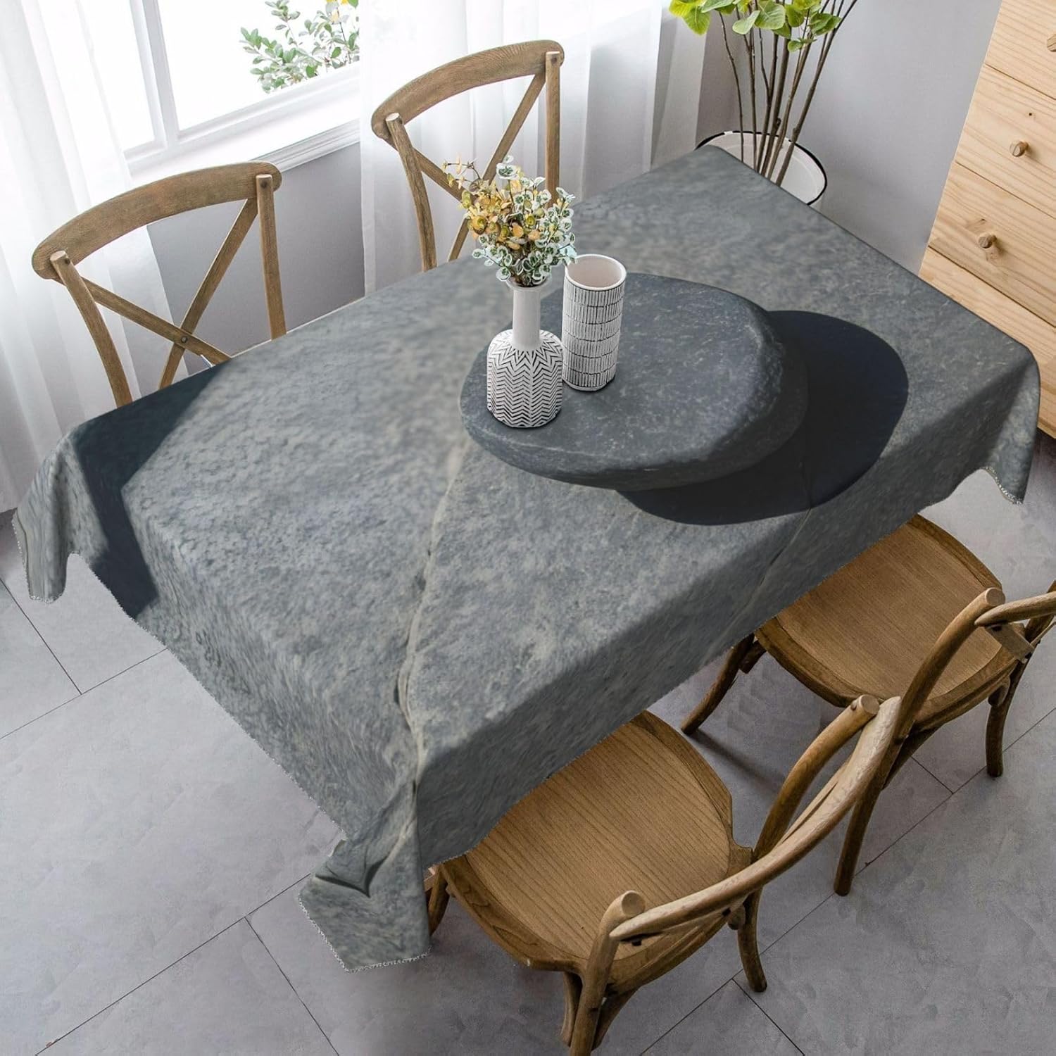 Zen Stone Print Rectangle Tablecloth - Elegance for Kitchen and Dining