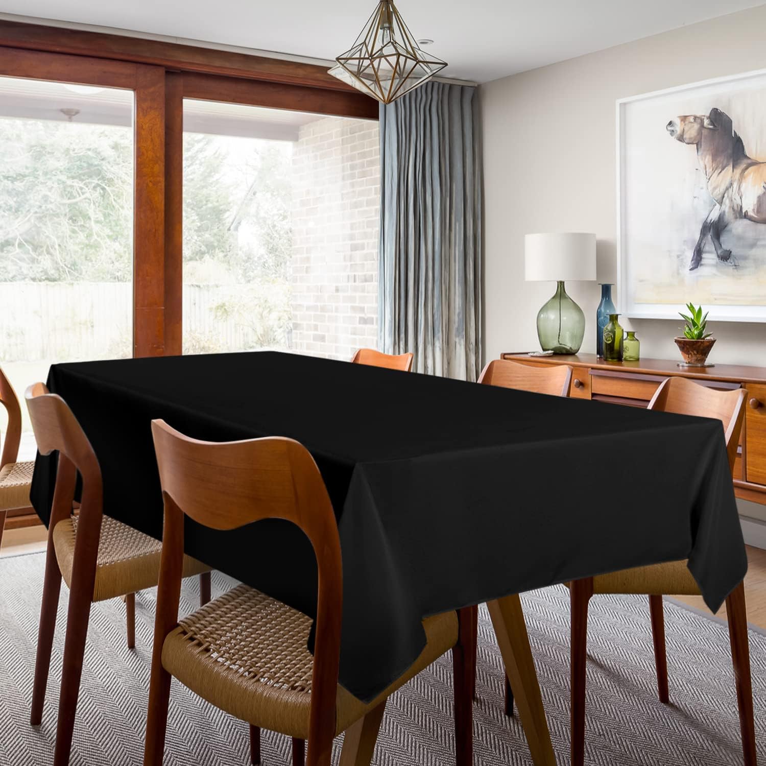 Sancua 2 Pack Black Tablecloth 60x84 Inch Rectangle 4 Feet Table Cover