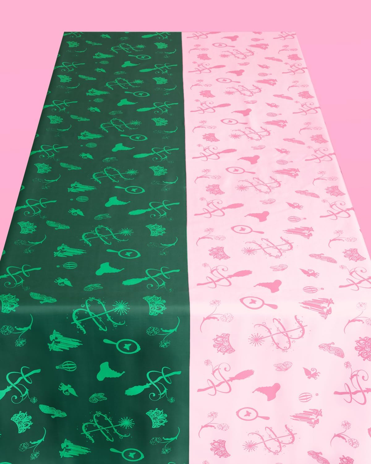 Xo Fetti Pink Green Witch Tablecloth 9 x 45