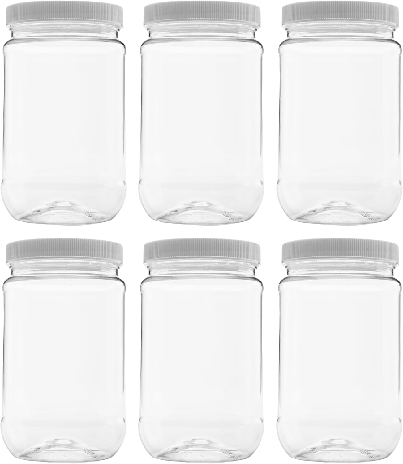 Plastic Storage Jars with Leak Proof Lids 16oz 6 Pack