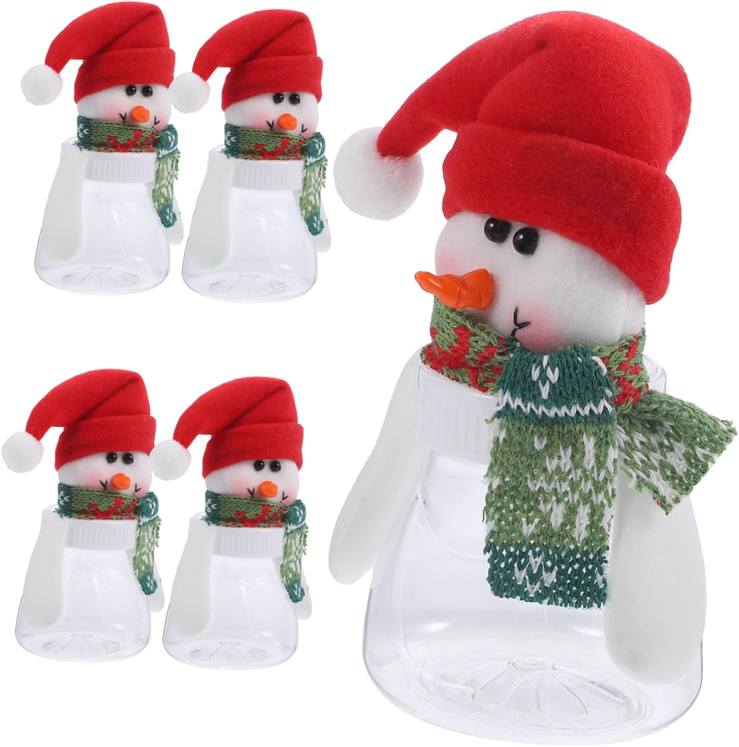5Pcs Snowman Candy Jars with Lids for Christmas Decor