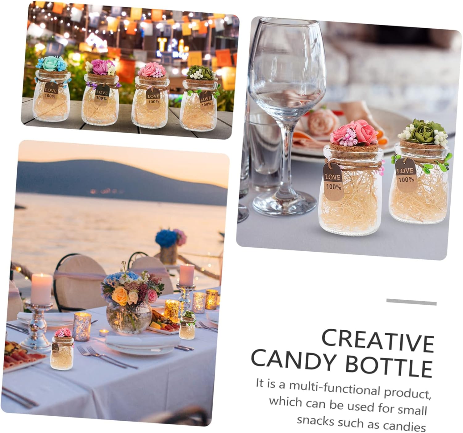 MAGICLULU 4pcs Creative Wedding Candy Glass Jars for Parties