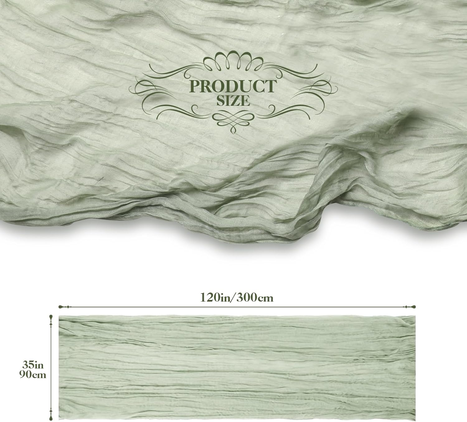 Le Courant 10 Ft Sage Green Cheesecloth Table Runner