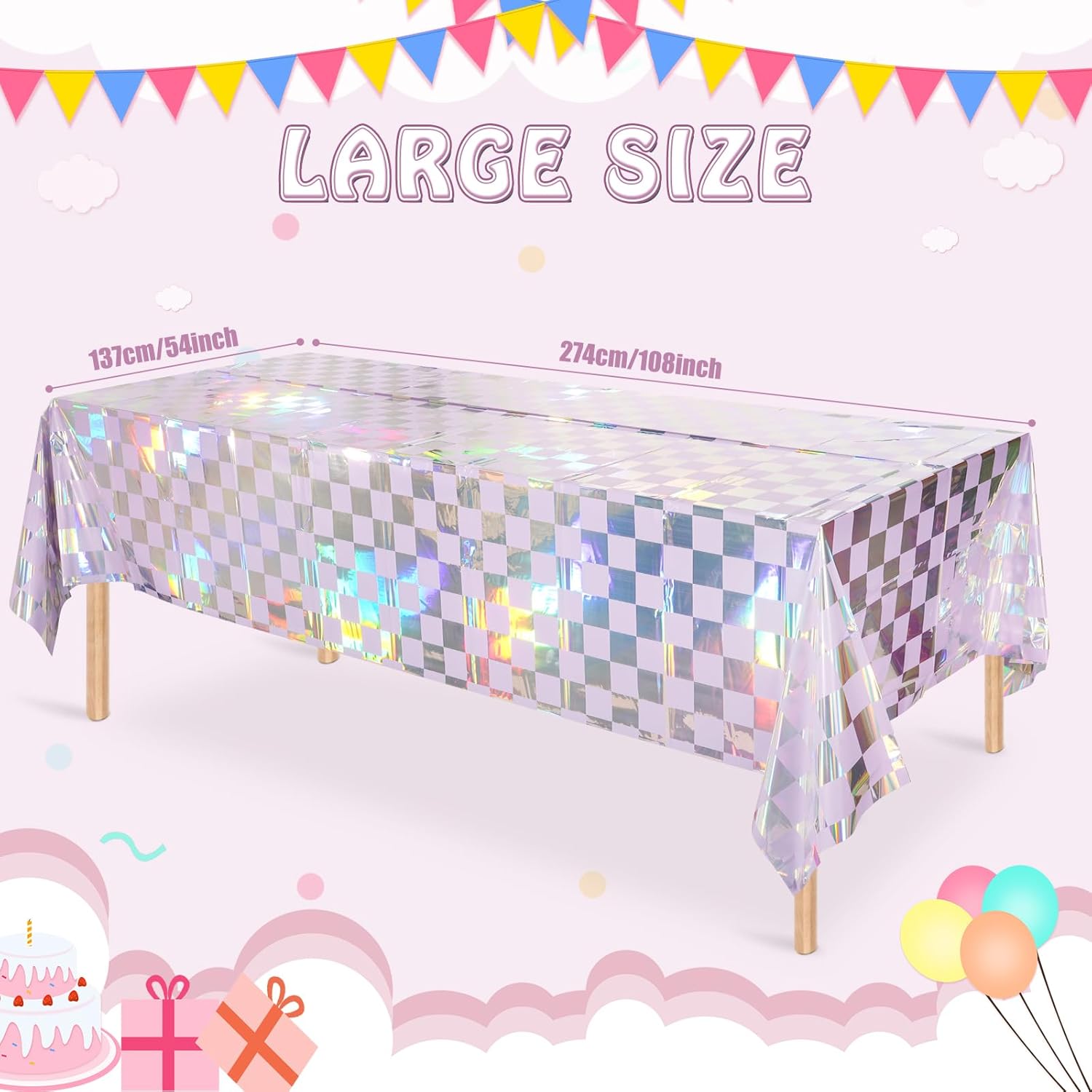 FunnyPars 3 Pack Iridescent Purple Tablecloths