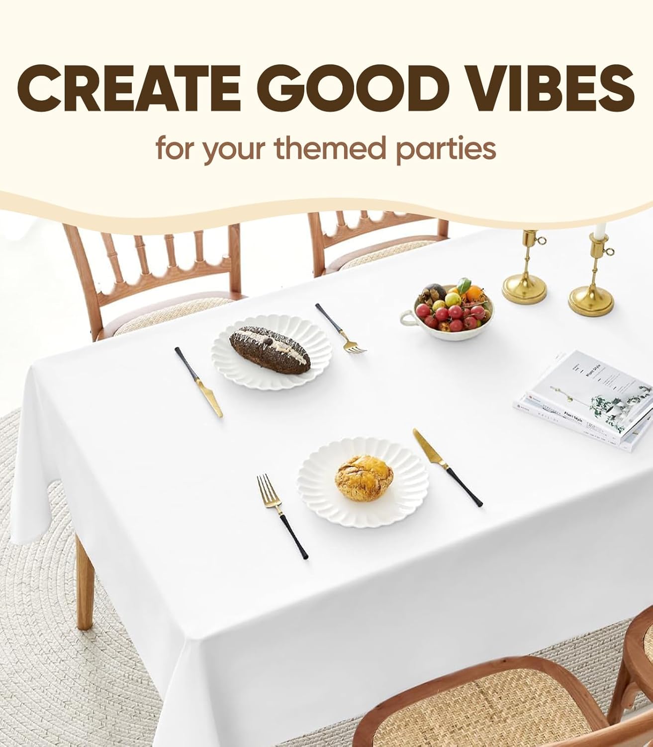 White Disposable Table Cloth 2-Pack 54x108 Inch