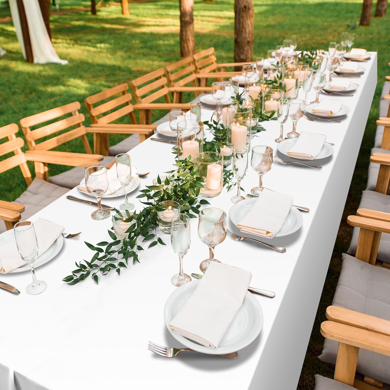 54 Inch x 300 Feet White Tablecloth Roll with Slide Cutter for Parties and Events