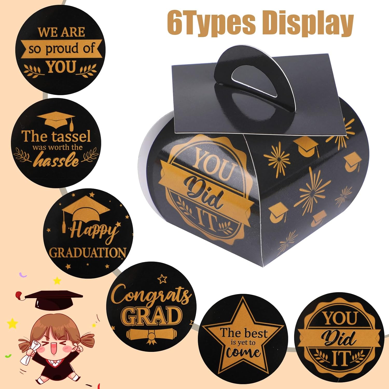 CCINEE 30 Pcs Graduation Cap Candy Box Set