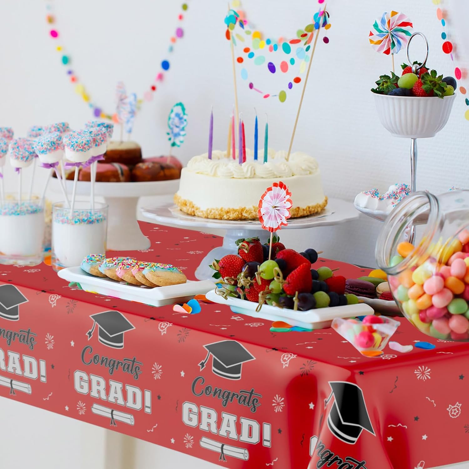 Red and Black Graduation Tablecloths 2024 - 2 Pcs