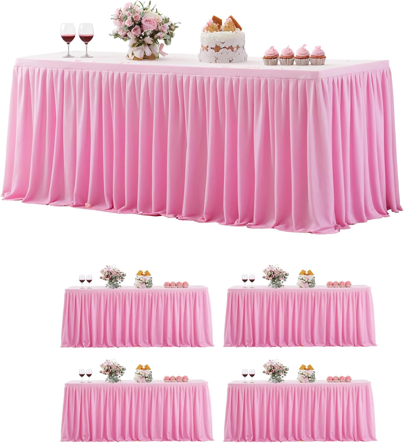 Suppromo 6ft Pink Stretchy Tablecloth 5-Pack