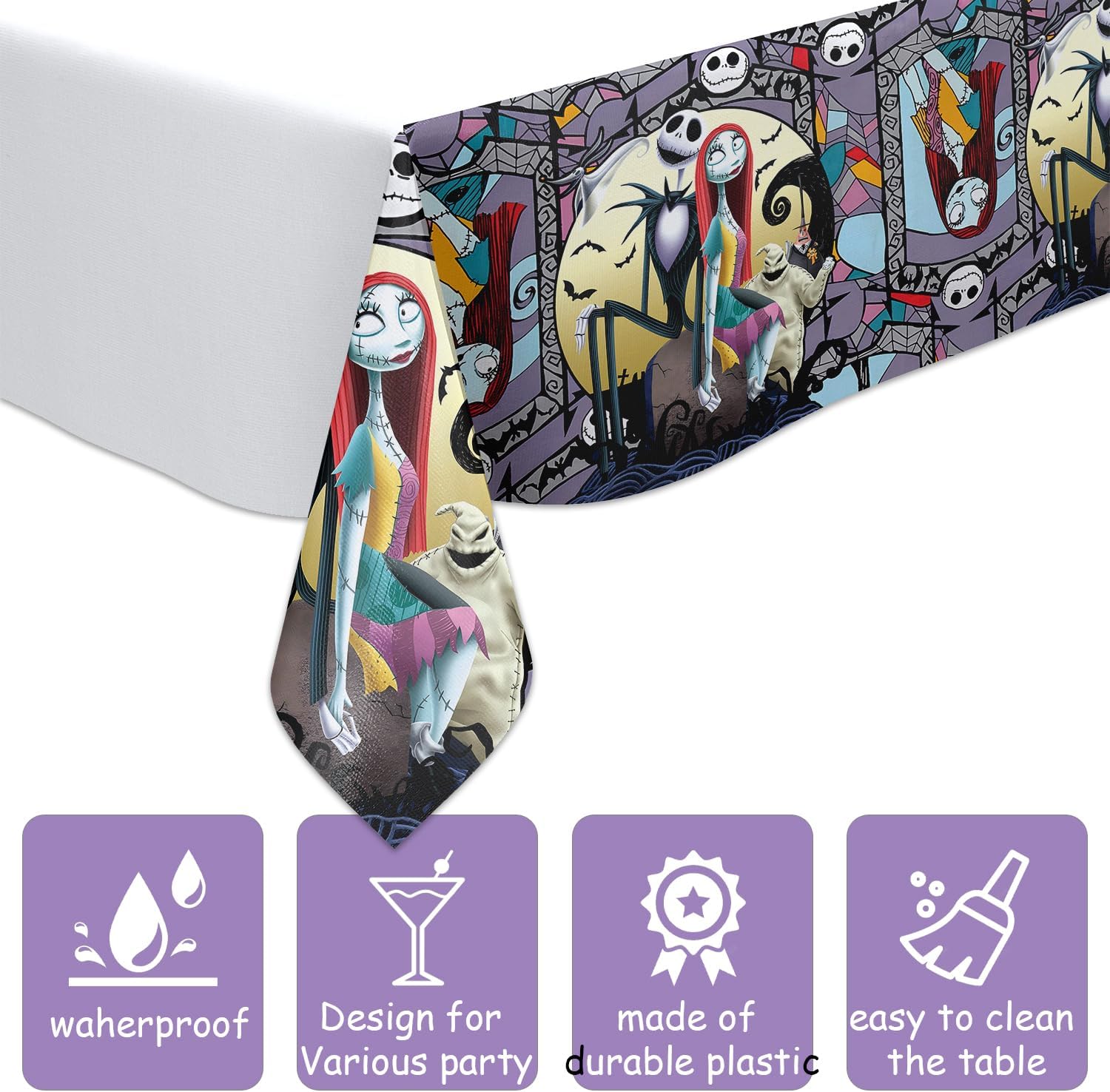 2Pcs Nightmare Before Christmas Tablecloth for Birthday Party Decorations