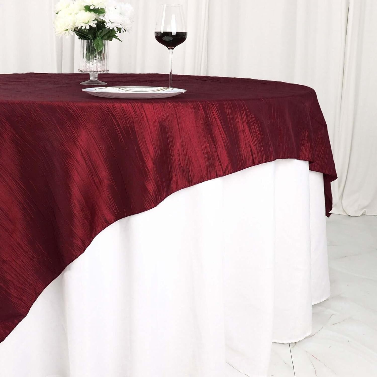 Balsa Circle 72x72 Inch Burgundy Table Overlay