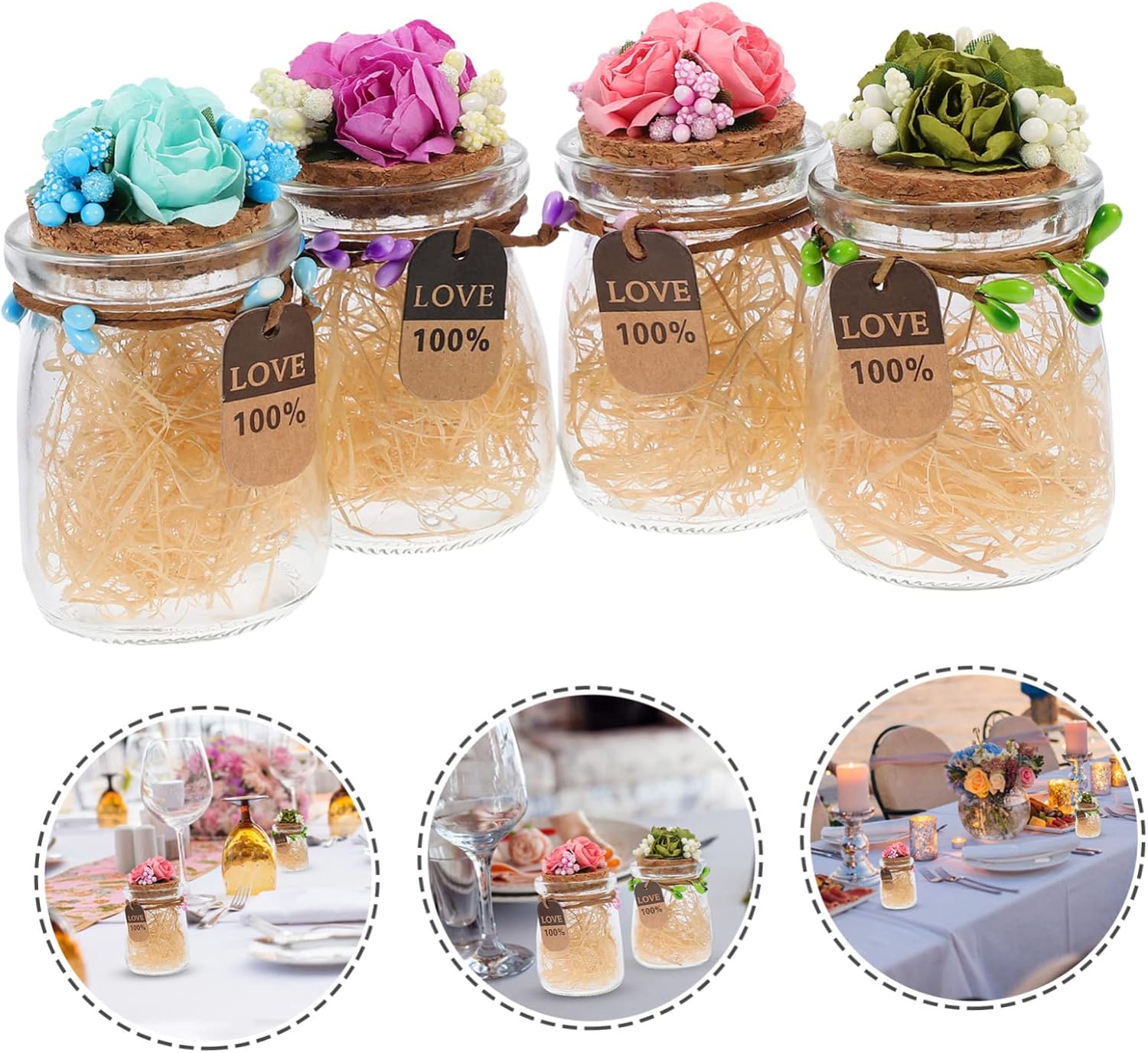 MAGICLULU 4pcs Creative Wedding Candy Glass Jars for Parties