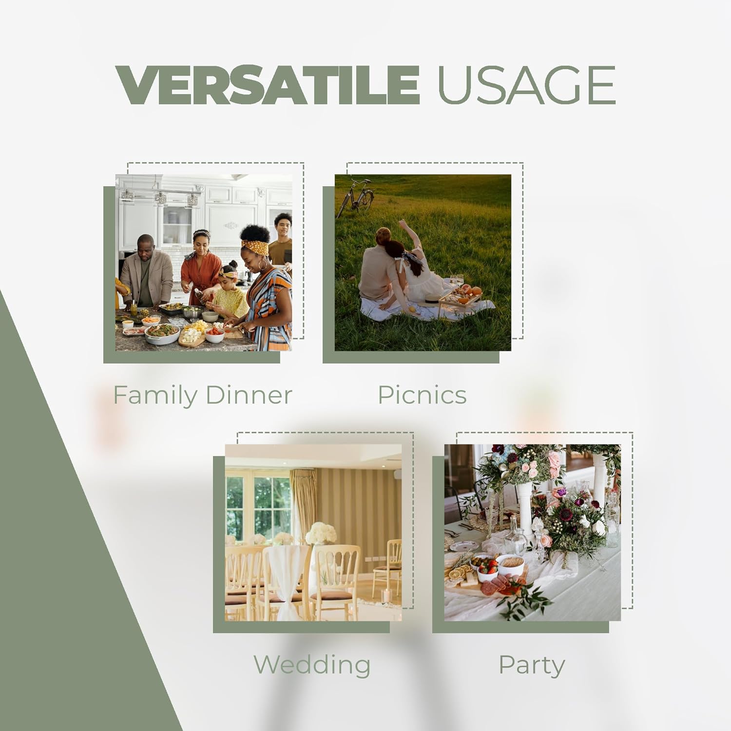 Sage Green Rectangle Waterproof Tablecloth for 4-6 Seats