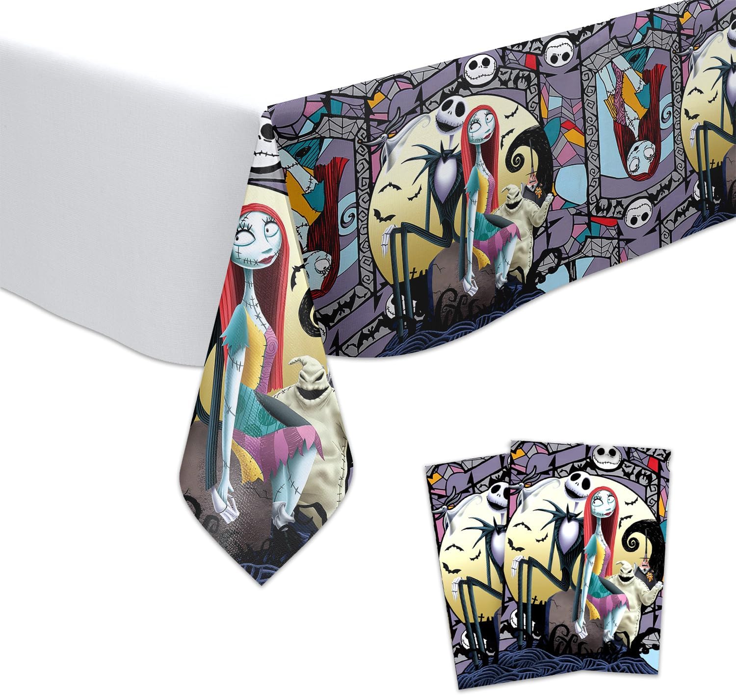 2Pcs Nightmare Before Christmas Tablecloth for Birthday Party Decorations