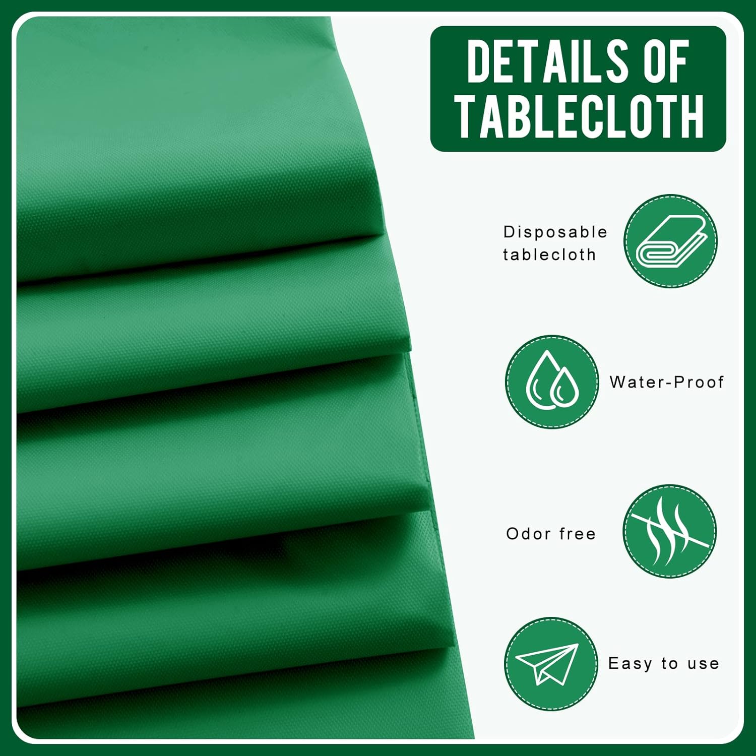 Eleclassi Emerald Green 6 Pack Round Disposable Tablecloths - 84 Inch