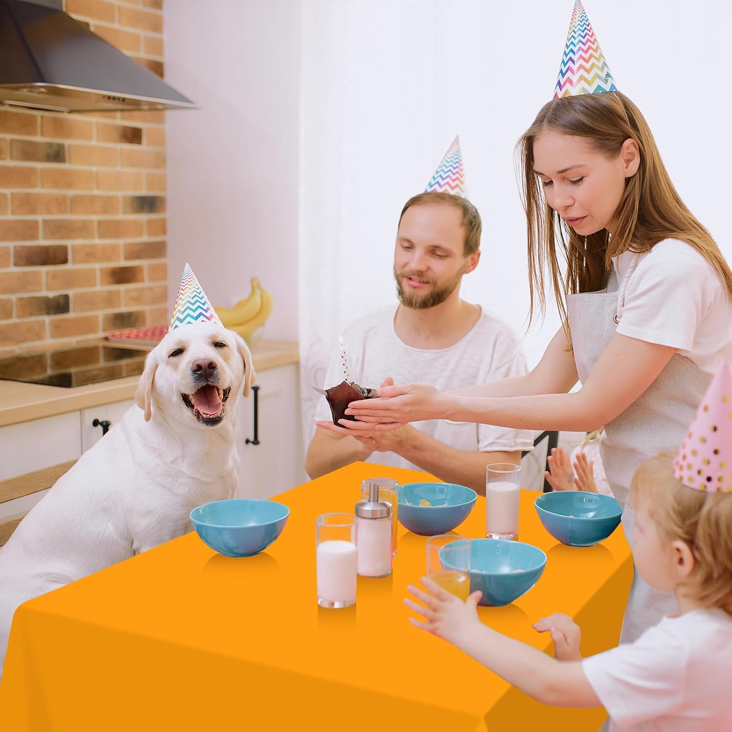 MASHAN 4 Piece Dog Themed Tablecloths Set
