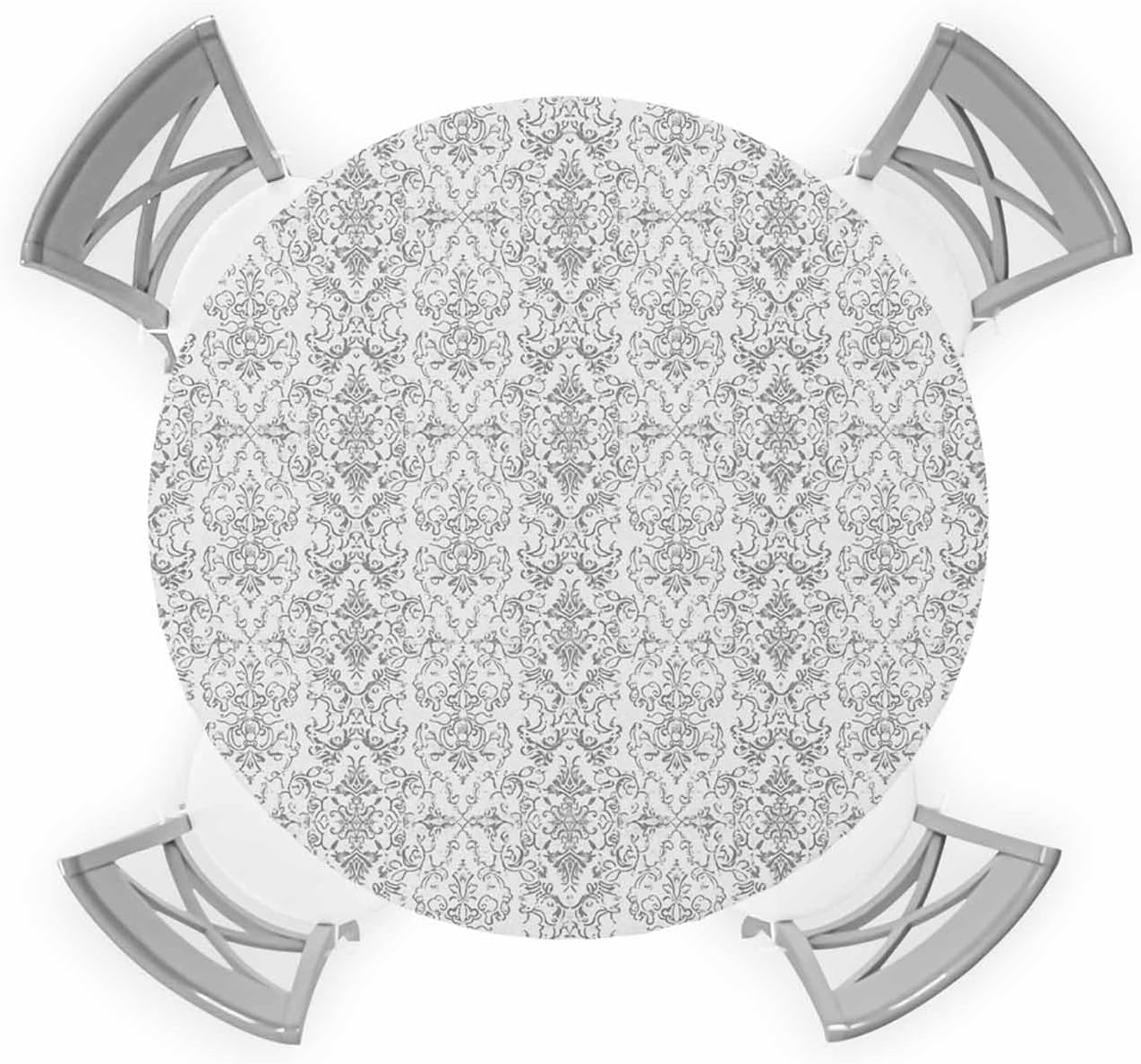 ZOE GARDEN Gray Paisley Ethnic Round Waterproof Table Cover