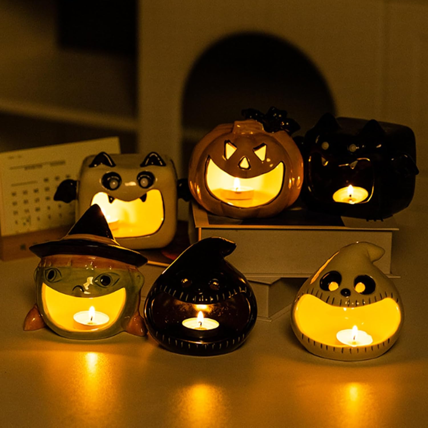 Cute Halloween Candy Bowl with Black Bat Design