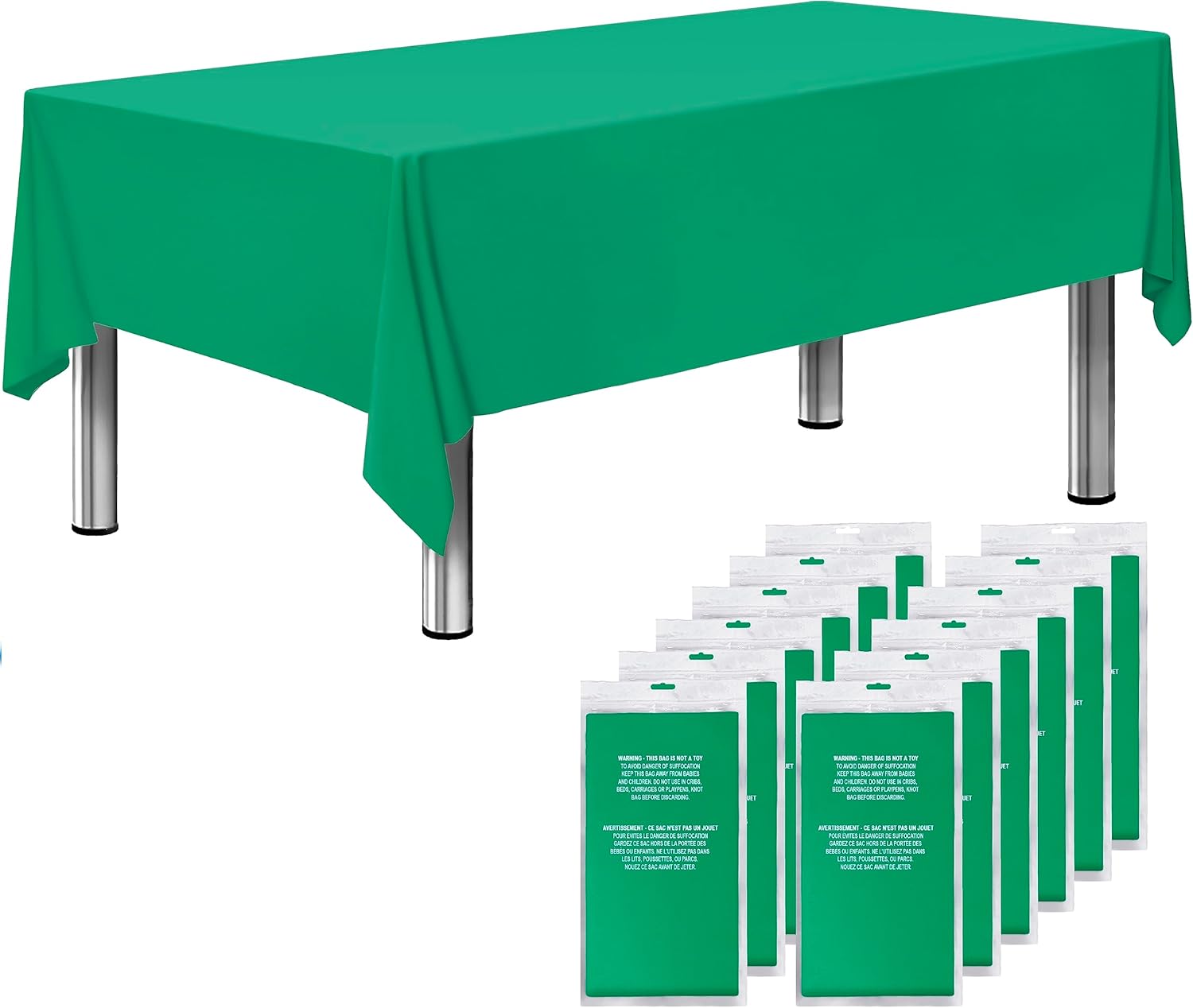 Sonluma 12 Pack 108 X 54 Green Tablecloth for 8ft Tables