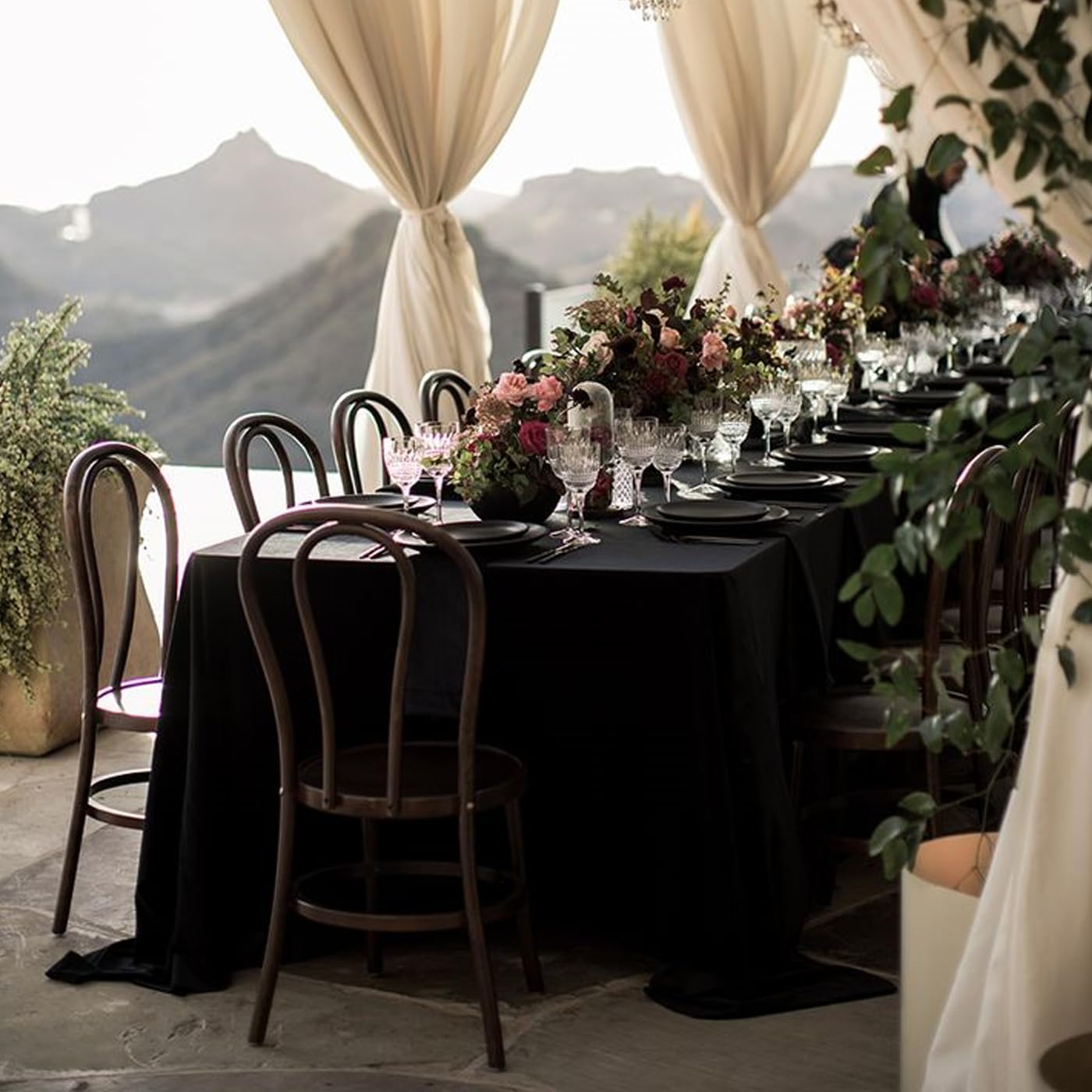 Wigenius 6 Pack Black Rectangle Tablecloths 60x102 Inch