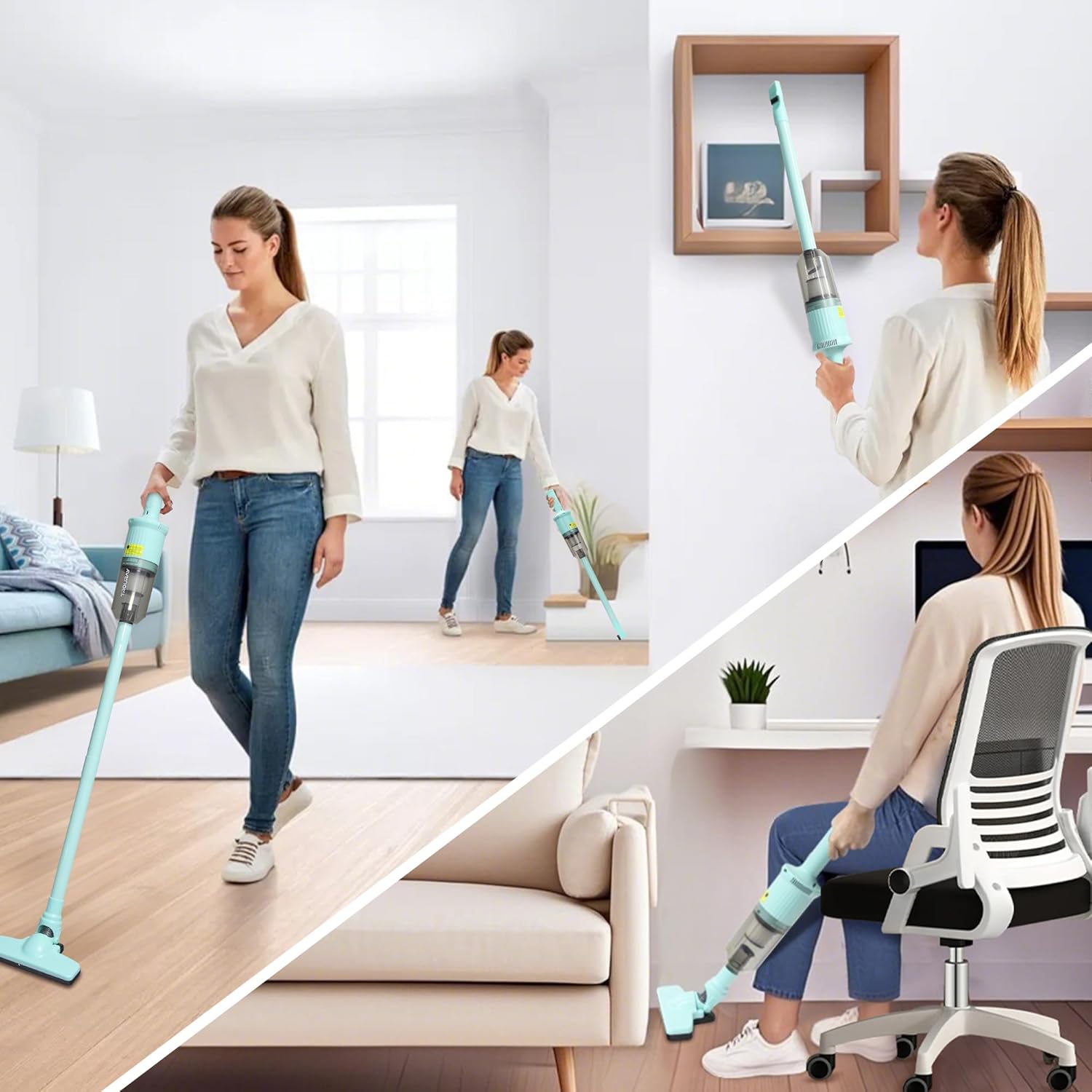 TROURAY 6-in-1 Rechargeable Stick Vacuum Cleaner Green