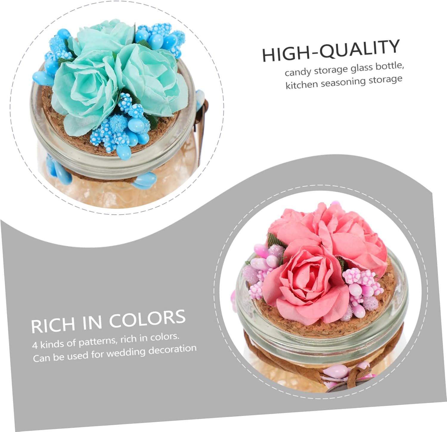 STOBAZA 4Pcs Candy Containers with Cork for Wedding Decor and Storage